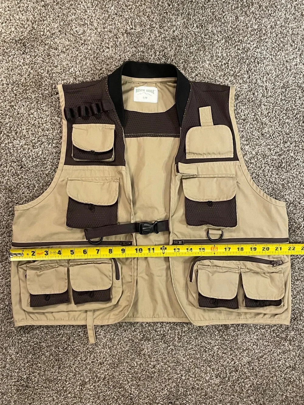 Rustic Rudge khaki brown fishing vest. Multi-Pocket Utility Vest. NWOT!